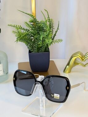 Vogue Black Oversized Square Sunglasses with Dark Gradient Lenses